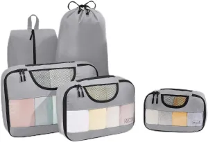 Veken 6 Set Packing Cubes for Travel Essentials, Suitcase Organizer Bags Set for Luggage, Road Trip Travel Accessories in 4 Sizes (Extra Large, Large, Medium, Small)