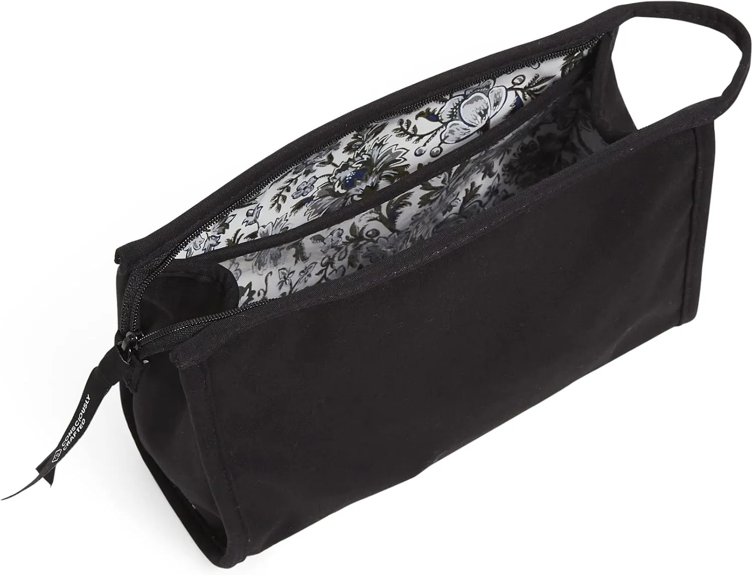 Vera Bradley Women's Cotton Trapeze Cosmetic Makeup Organizer Bag, Black - Recycled Cotton, One Size