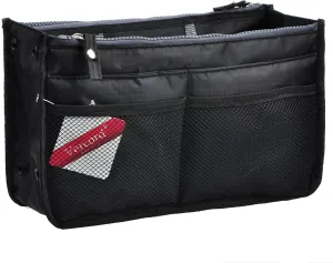 Vercord Updated Purse Handbag Organizer Insert Liner Bag in Bag 13 Pockets Black Medium