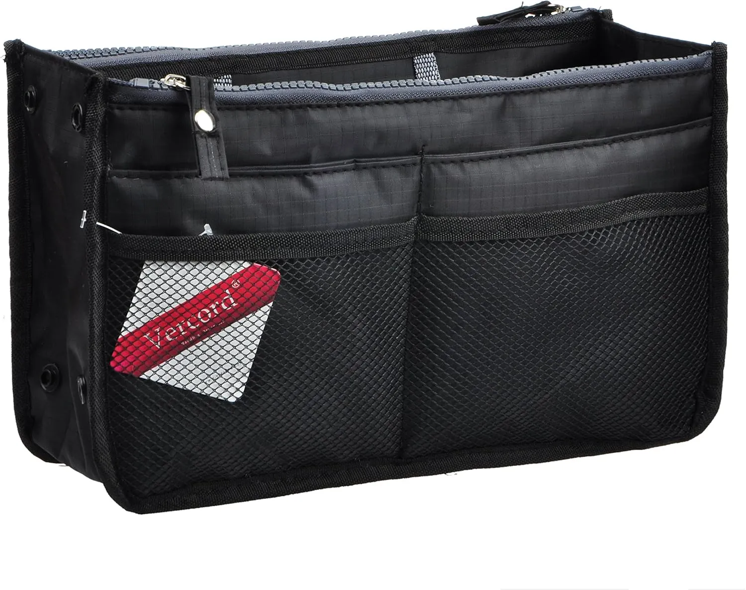 Vercord Updated Purse Handbag Organizer Insert Liner Bag in Bag 13 Pockets Black Medium