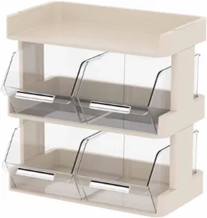 Vertical Tea Bag Box Caddy for Tea Bags, Tea Bag Organizer Office Bar Desktop Tea Bag Coffee Capsule Storage Rack Multilayer Countertop Organizer Cream (3 Layer 30x17x29.5cm)