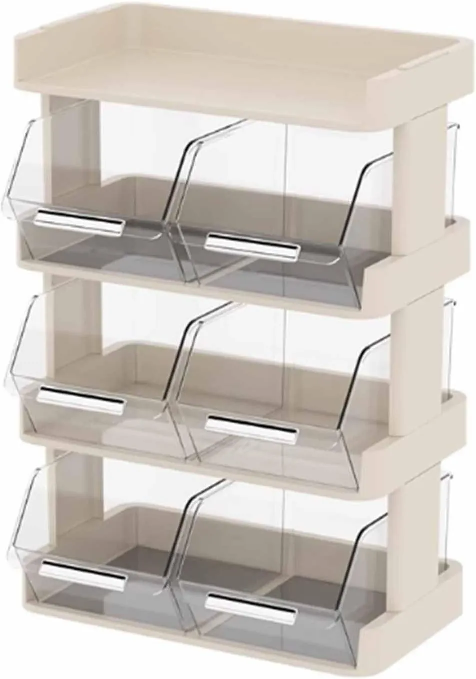 Vertical Tea Bag Box Caddy for Tea Bags, Tea Bag Organizer Office Bar Desktop Tea Bag Coffee Capsule Storage Rack Multilayer Countertop Organizer Cream (4 Layer 30x17x42.5cm)