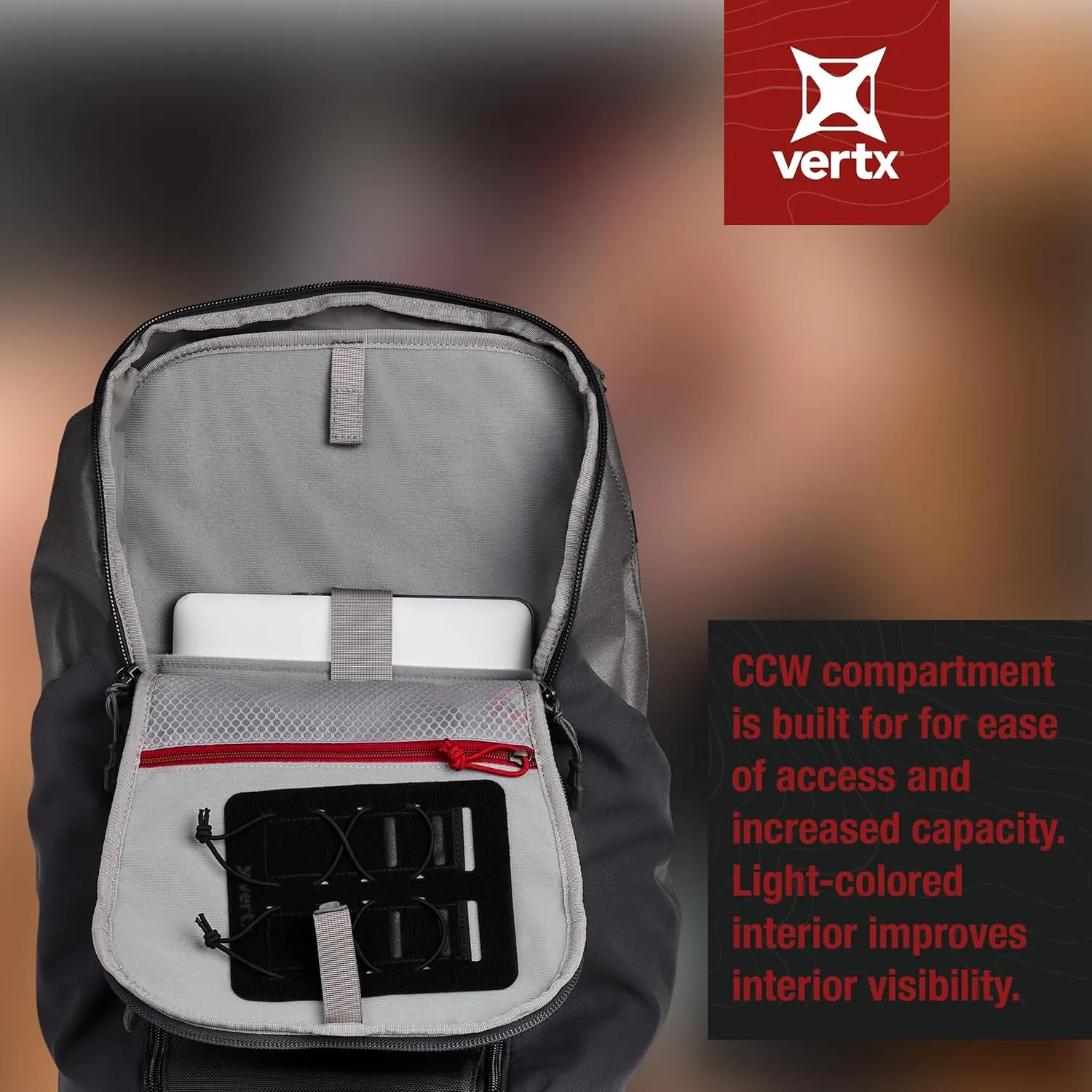 Vertx Basecamp Tactical Backpack 30L for Conceal Carry, Hiking, Overlanding, Travel, Work, Tactical Gear, Smoke Grey (VTX5019)