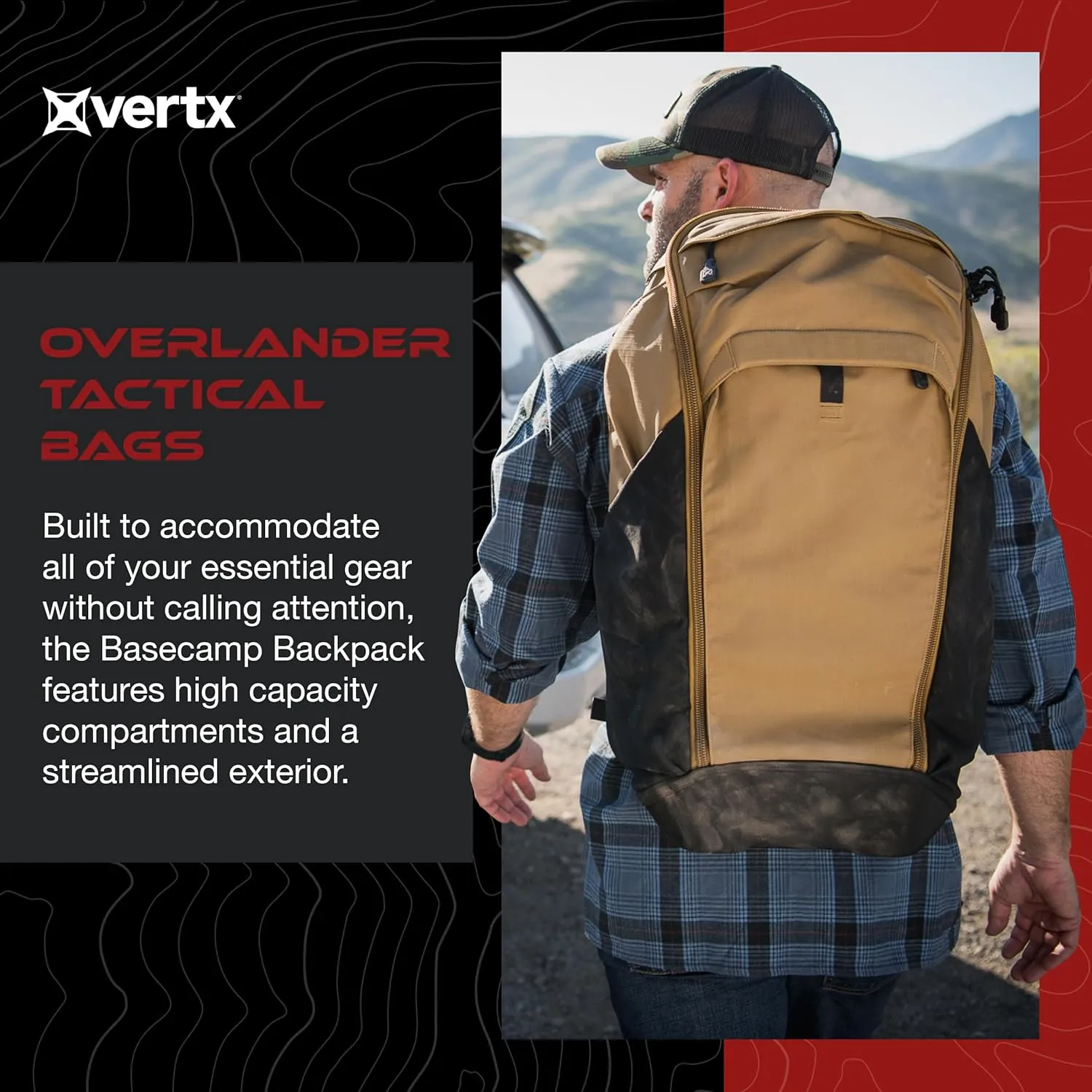 Vertx Basecamp Tactical Backpack 30L for Conceal Carry, Hiking, Overlanding, Travel, Work, Tactical Gear, Smoke Grey (VTX5019)