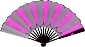 VESNIBA LED Hand Fan Boots On The Ground Hand Popping Fan for Women Foldable Clacking Large for Line Dancing Glowing Stage Performance Birthday Wedding Home Decor Event Dress for (Hot Pink, One Size)