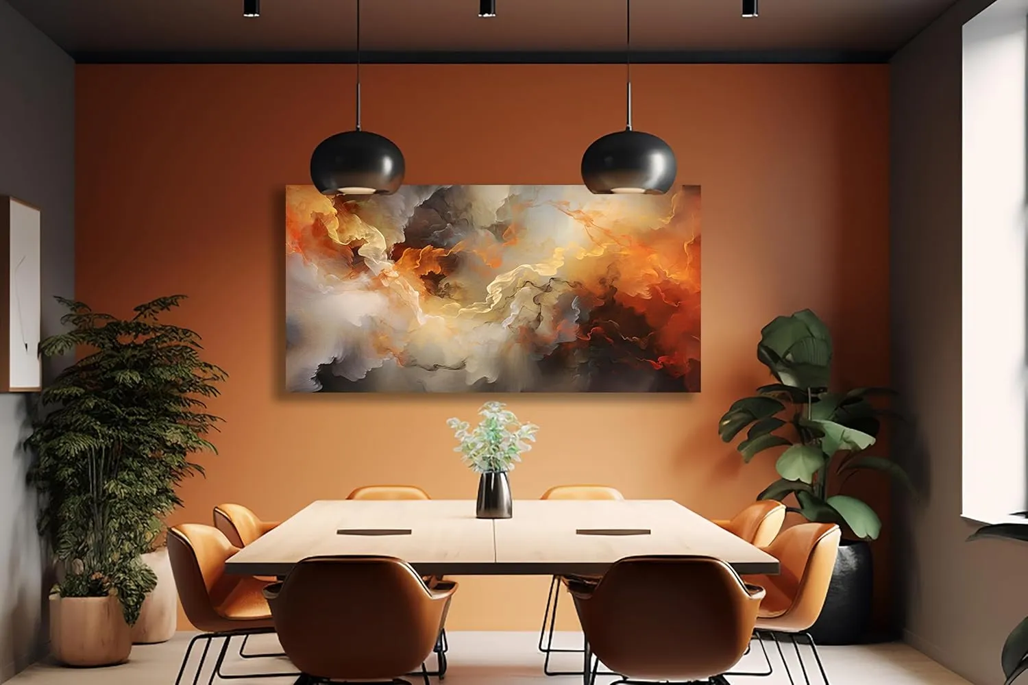 VHMING Abstract Wall Art Home Decor Orange Artwork Wall Art Prints Canvas Painting Wall Decor for Living Room Bedroom Office Decoration 24"x48"