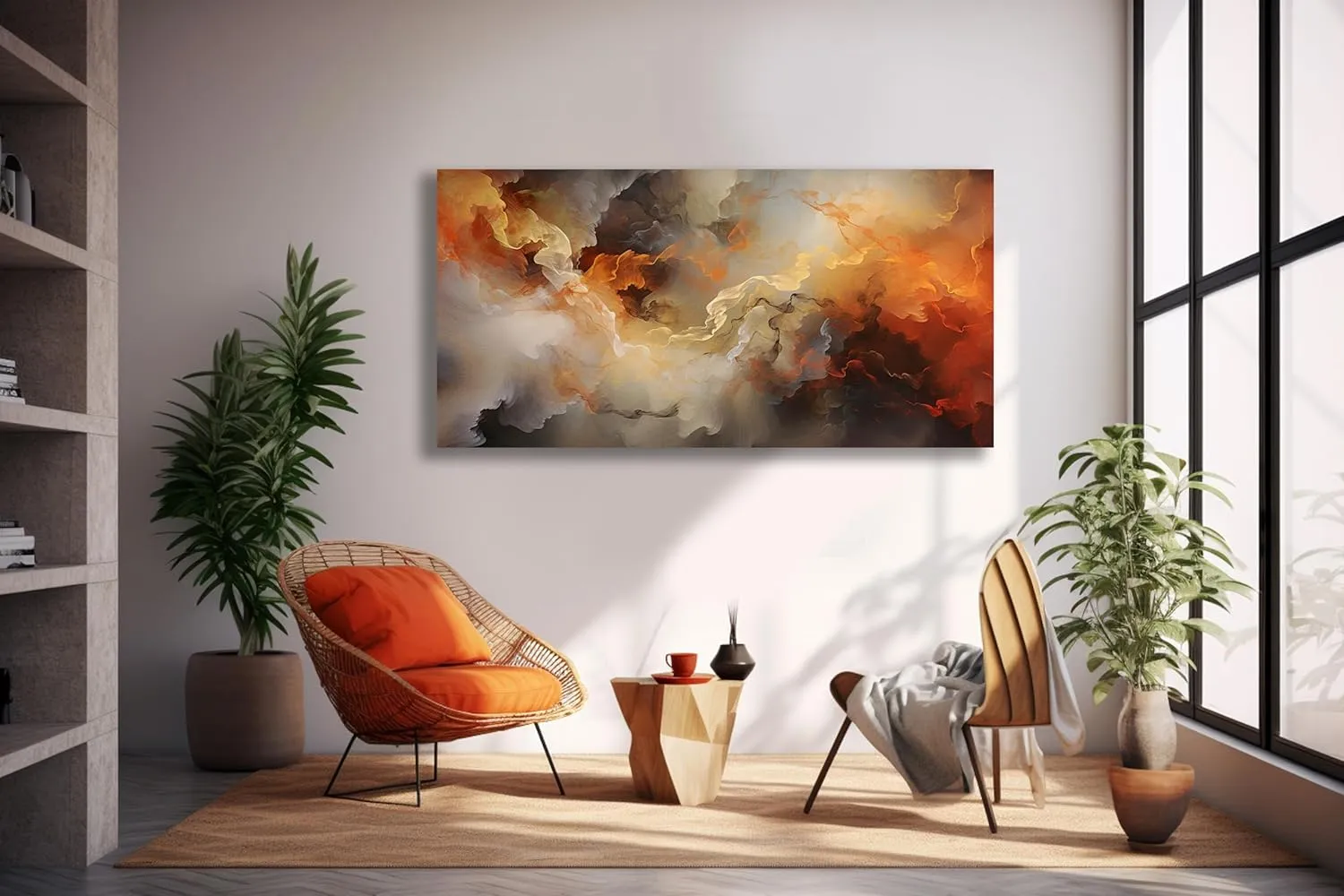 VHMING Abstract Wall Art Home Decor Orange Artwork Wall Art Prints Canvas Painting Wall Decor for Living Room Bedroom Office Decoration 24"x48"