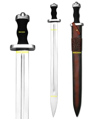 Vikings-Valhalla Viking Sword with Genuine Leather Sheath - Hand-Forged from 5160 Steel - Authentic Medieval Sword Conan The Barbarian, Atlantean Sword, Hunting Sword, Medieval Crusader Sword