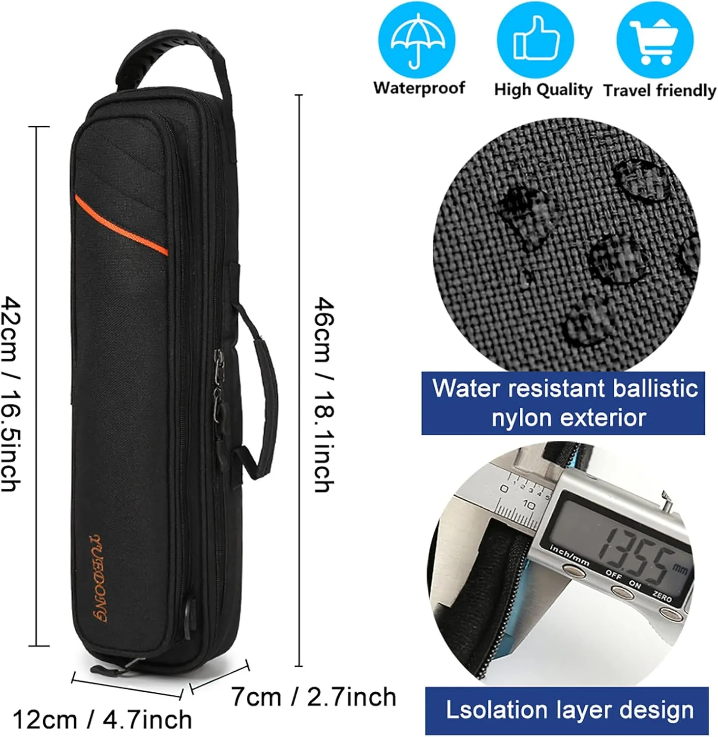 Vilihkc 17 Hole Flute Case Oxford Cloth Carrying Case Bag Flute Accessories,Waterproof Wear Resistant Flute Carrying Bag with Adjustable Shoulder Strap(17 "X4 "X2.4")