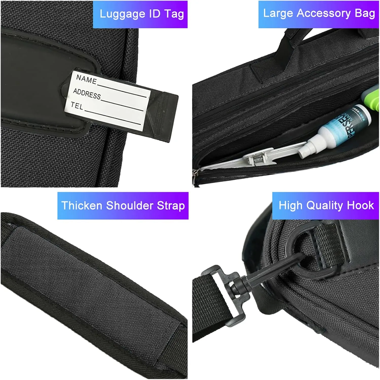 Vilihkc 17 Hole Flute Case Oxford Cloth Carrying Case Bag Flute Accessories,Waterproof Wear Resistant Flute Carrying Bag with Adjustable Shoulder Strap(17 "X4 "X2.4")