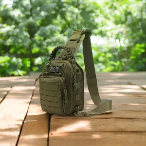 Vincent King Tactical Sling Bag, Tactical Bags for Men, Tool Backpack,Tactical Shoulder Bag,Chest Bag,EDC Pouch with US Patch(green)