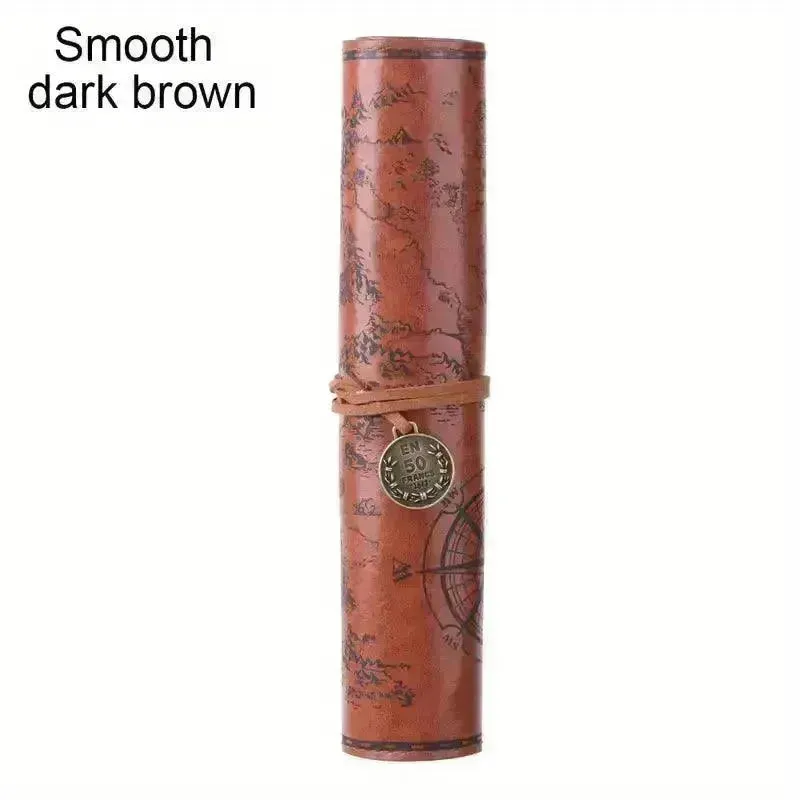 Vintage Treasure Map Leather Pencil Roll