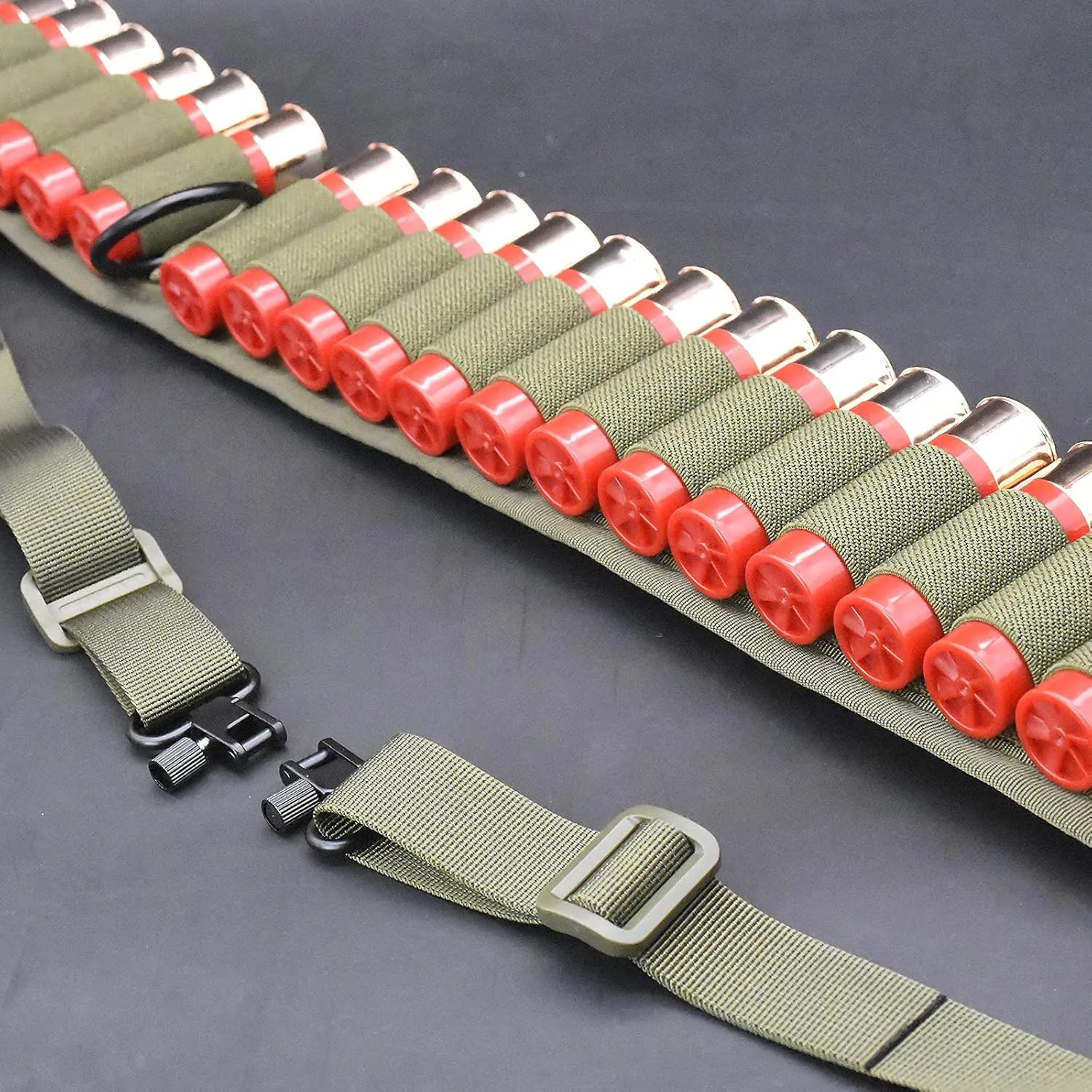 Viriber Tactical Heavy Duty Shotgun Straps 15/25 Round Ammunition Bandolier Belt 20GA and 12 GA Nylon