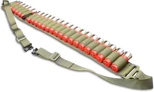 Viriber Tactical Heavy Duty Shotgun Straps 15/25 Round Ammunition Bandolier Belt 20GA and 12 GA Nylon