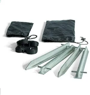 Vispronet Premium Tent Stake Kit – Includes 4 16in Steel Stakes, 4 13ft Black Nylon Webbing Sections and 2 Carrying Bags