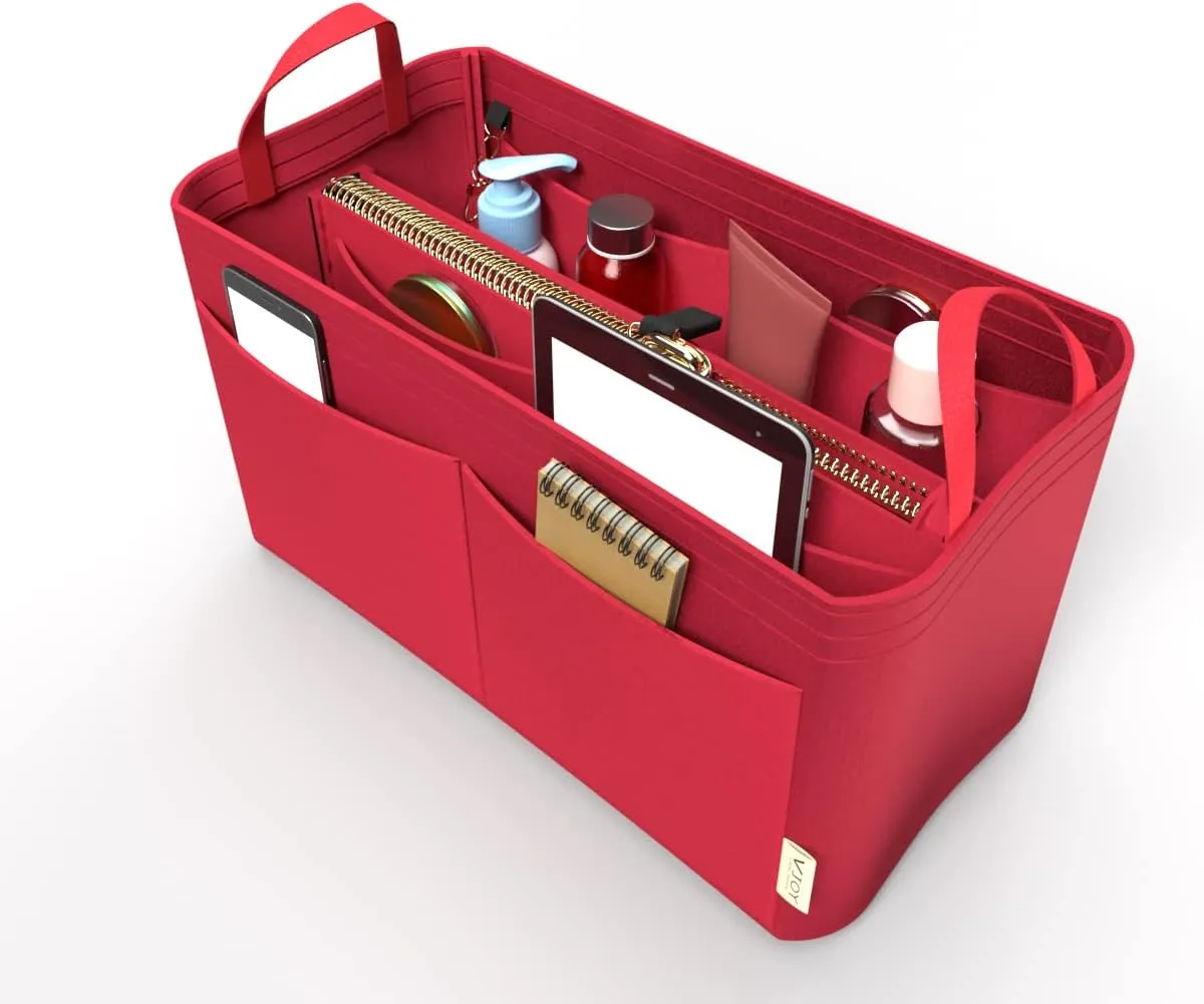 VJOY Purse Organizer Insert Handbag Tote Felt Organizer Bag in Bag Shaper Fit Neverfull Speedy Graceful MM GM (Large, RED)