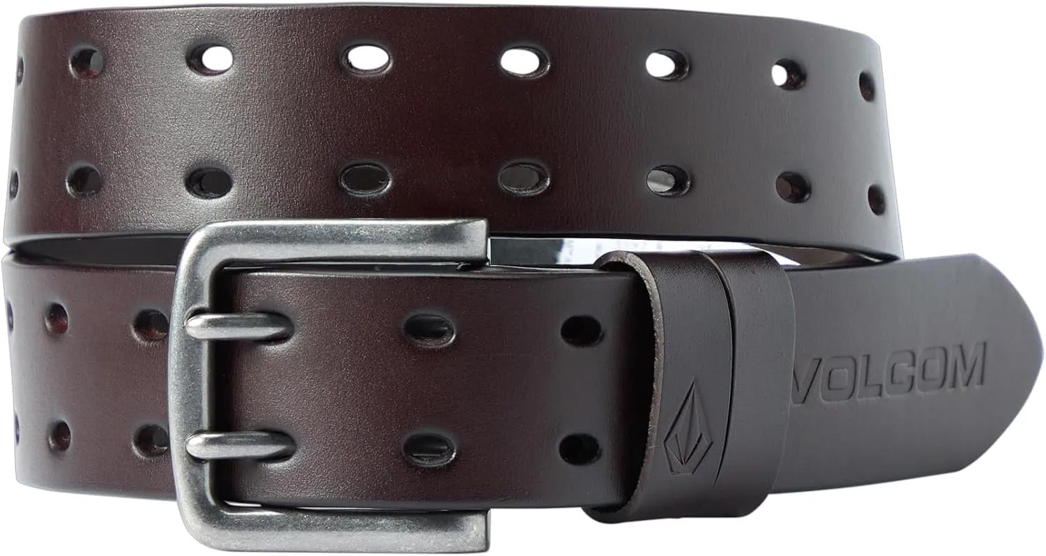 Volcom mens Two Spike Leather Belt