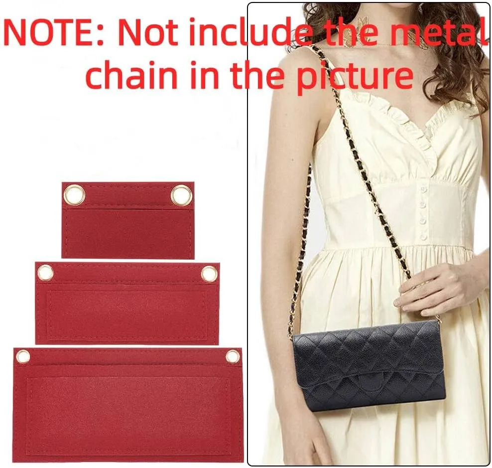 WADORN 3 Sizes Felt Organizer Insert for Women Pochette, Mini Wallet Insert Organizer Clutch Envelope Bag Conversion Bag in Bag Multi-Pocket Insert Liner for YSL UPTOWN Pochette, Red