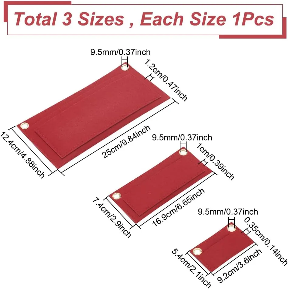 WADORN 3 Sizes Felt Organizer Insert for Women Pochette, Mini Wallet Insert Organizer Clutch Envelope Bag Conversion Bag in Bag Multi-Pocket Insert Liner for YSL UPTOWN Pochette, Red