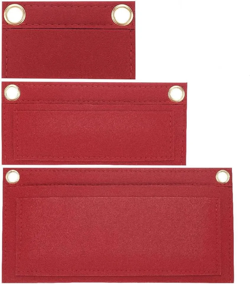 WADORN 3 Sizes Felt Organizer Insert for Women Pochette, Mini Wallet Insert Organizer Clutch Envelope Bag Conversion Bag in Bag Multi-Pocket Insert Liner for YSL UPTOWN Pochette, Red