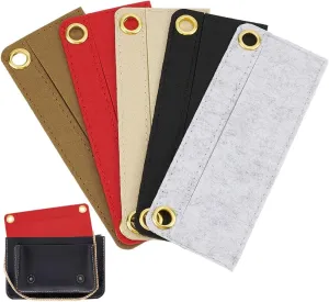 WADORN 5 Colors Purse Felt Insert Organizer, 2.71x6.69 Inch Rectangle Envelope Bag Insert Liner with Iron Grommets for Handbag Purse Organizer Insert Conversion for Crossbody Bag Clutch Wallet