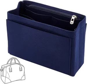 WADORN Felt Handbag Organizer Insert, Felt Zipper Tote Bag Insert Liner Rectangle Bag in Bag Multiple Compartments Bag Insert Shoulder Bag Interior Shaper for LV Graceful MM, 8.9X3.5X7.6 Inch(Blue)