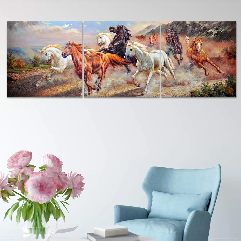Wall26-3 Panel Canvas Wall Art- Running Horse in Desert -Giclee Painting Wall Bedroom Living Room Home Decoration - 24"24"x3 Panels