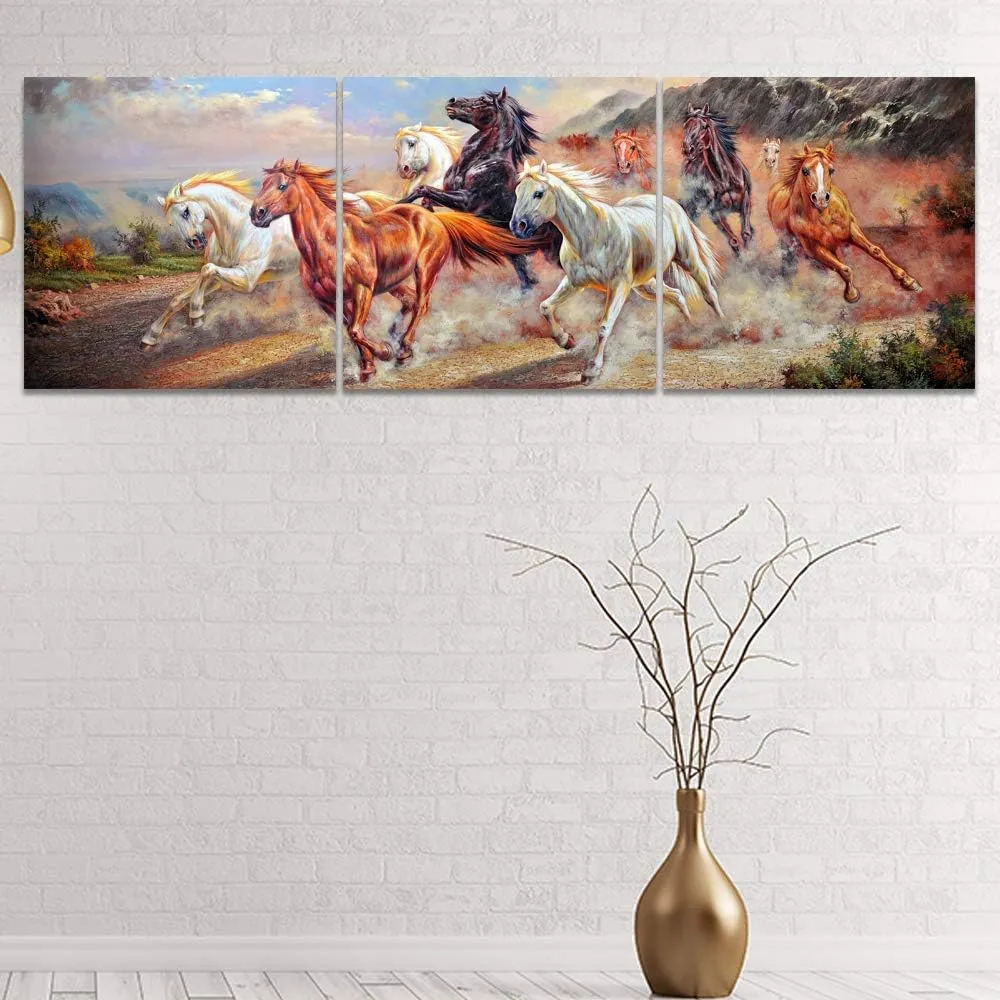 Wall26-3 Panel Canvas Wall Art- Running Horse in Desert -Giclee Painting Wall Bedroom Living Room Home Decoration - 24"24"x3 Panels