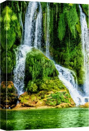 wall26 Canvas Print Wall Art Vibrant Tropical Jungle Forest Waterfall Nature Wilderness Photography Realism Decorative Landscape Relax/Calm Zen Multicolor for Living Room, Bedroom, Office - 24"x36"