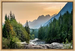 wall26 Framed Canvas Print Wall Art Colorado Forest River Rapid Rock Mountain Nature Wilderness Photography Realism Earth Scenery Scenic Landscape for Living Room, Bedroom, Office - 24"x36" Natural