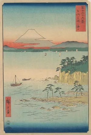 WALLKiART Abstract Painting Posters Art Prints Canvas Painting Artwork Fuji From Miura Sagami Soshu Miura No Kaijo by Ando Hiroshige Prints on Canvas for Home Decor 60x90cm
