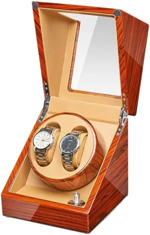 Watch Boxes Double Bell Winder Box Ebony Wood Case, AC or Battery Operated Super Quiet Japanese Motor 47000mm