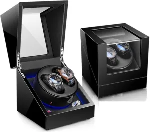 Watch Case Watch Roll Watch Winder Automatic Watch Winder Box for Watches 5 Rotation Mode Settings with Blue Led Light Watch Box Watch Winder