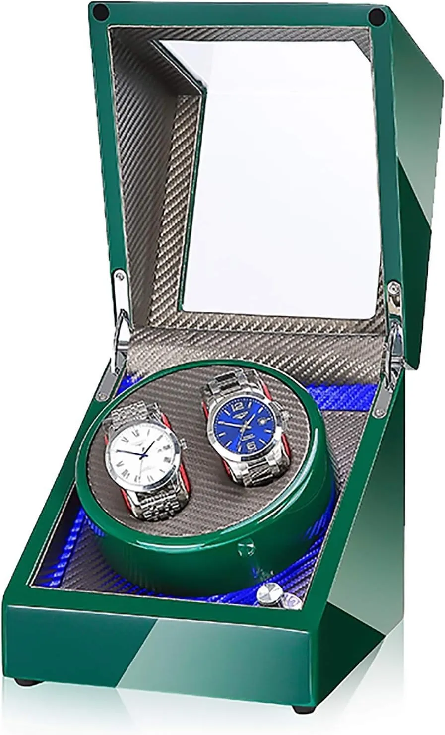 Watch Stand Watch Winders for Automatic Watches - 2 0 LED Light Automatic Turn Watch Device Mechanical Watch Shaker Household Mute Rotary Motor Watch Winding Box Storage Case Battery AC Dual