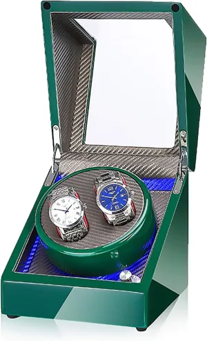 Watch Stand Watch Winders for Automatic Watches - 2 0 LED Light Automatic Turn Watch Device Mechanical Watch Shaker Household Mute Rotary Motor Watch Winding Box Storage Case Battery AC Dual