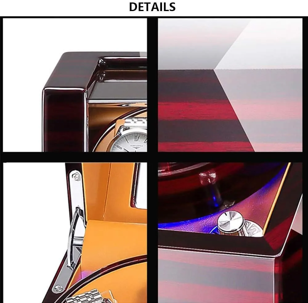 Watch Winder for 6 Watches   10 Storage LED Light Wood Shell Piano Varnish Exterior, Leather Interior, Silent Motor Watch Winder Display Watch Box Storage