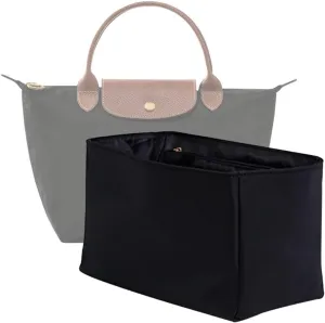 Waterproof Premium Nylon Purse Organizer Insert for Longchamp Le Pliage Handbags (Black, Small)