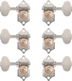Waverly Guitar Tuners with Butterbean Knobs for Slotted Pegheads, Nickel, 3L/3R