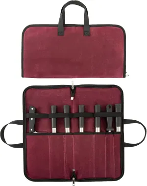 Waxed Canvas Knife Roll - 7 Slot Heavy Duty Case, Portable Chef Knife Bag for Kitchen & Travel