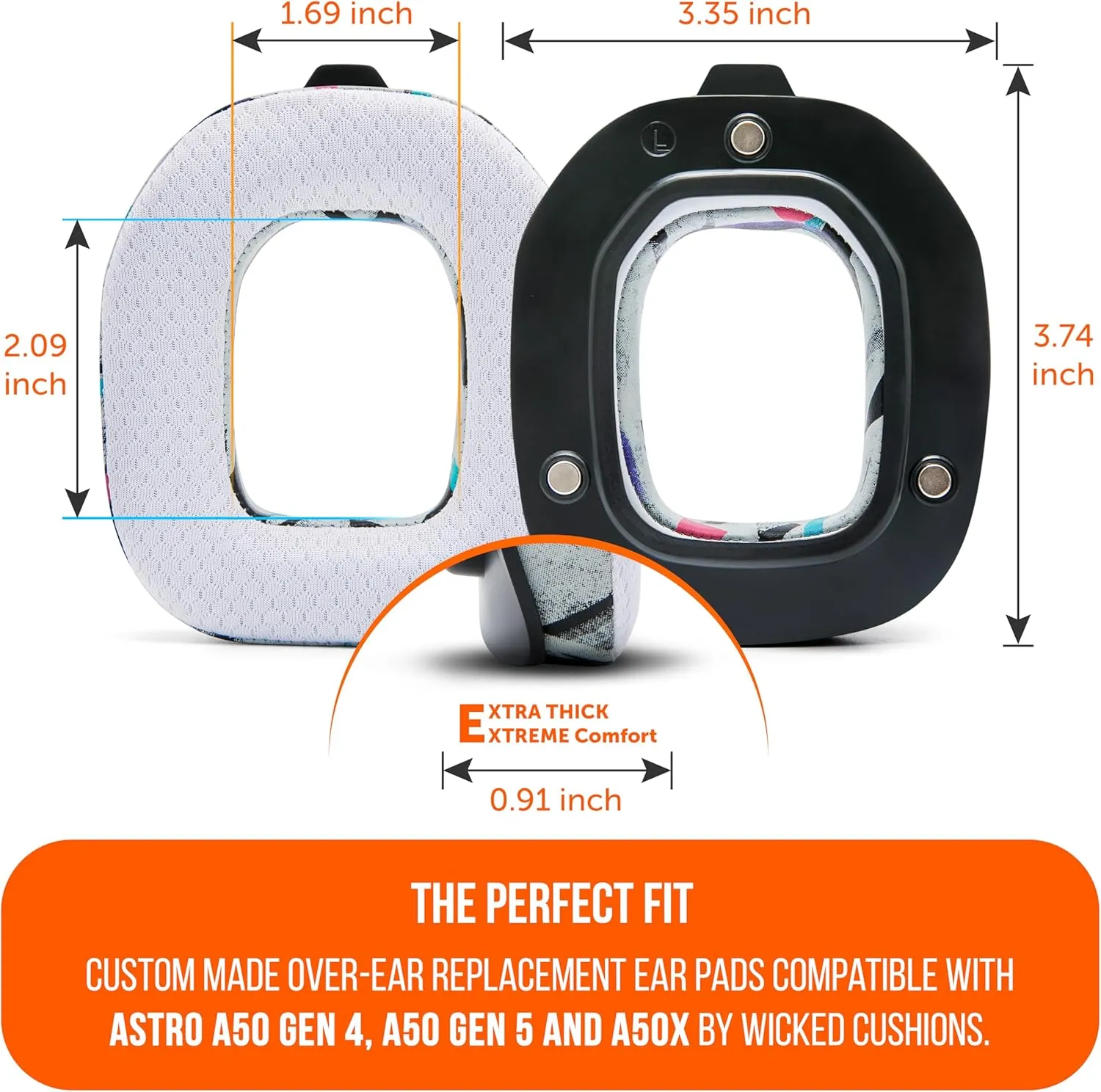 WC Mod Kit A50 - Cooling Gel Earpads   Headband Replacement for Astro A50 Gen 4, Gen 5 & A50X by Wicked Cushions | Enhanced Comfort, Cooling & Durability | 90's White