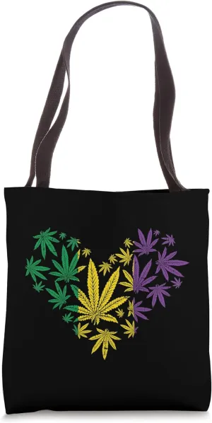 Weed Heart 420 Marijuana Stoner Pothead Mardi Gras Cannabis Tote Bag