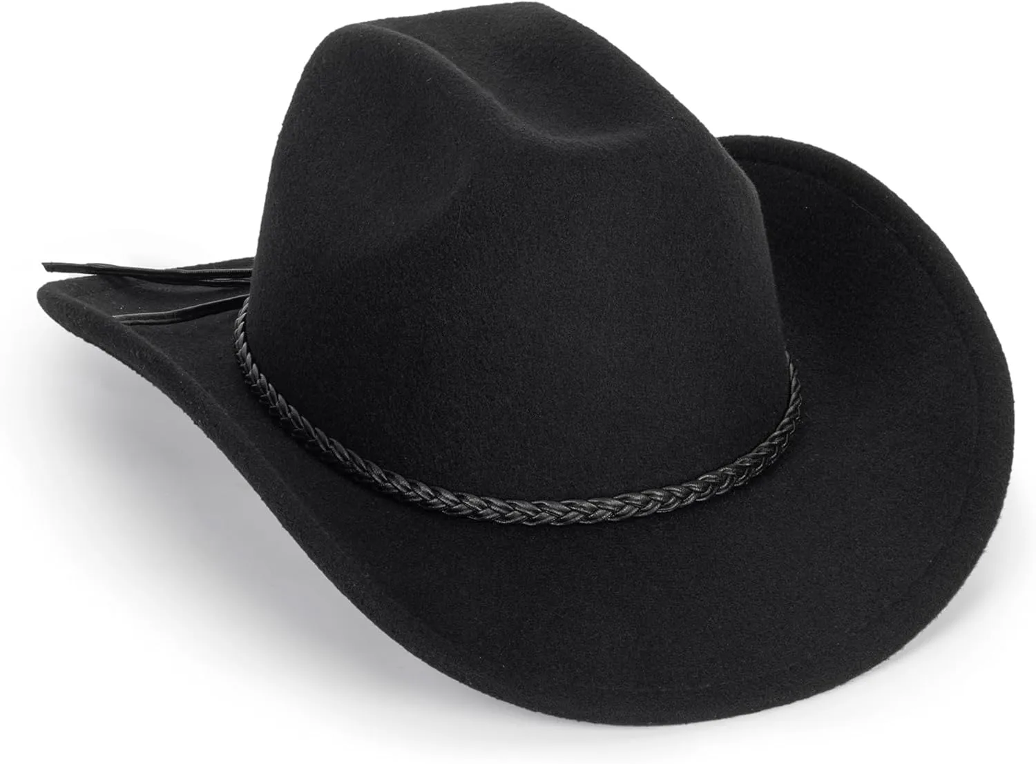 Western Cowboy Hat for Men Women Classic Roll Up Fedora Hat with Buckle Belt(Size:M-L)