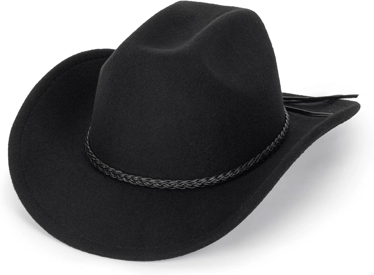 Western Cowboy Hat for Men Women Classic Roll Up Fedora Hat with Buckle Belt(Size:M-L)