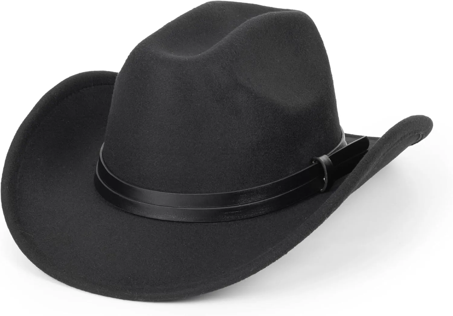 Western Cowboy Hat for Men Women Classic Roll Up Fedora Hat with Buckle Belt(Size:M-L)