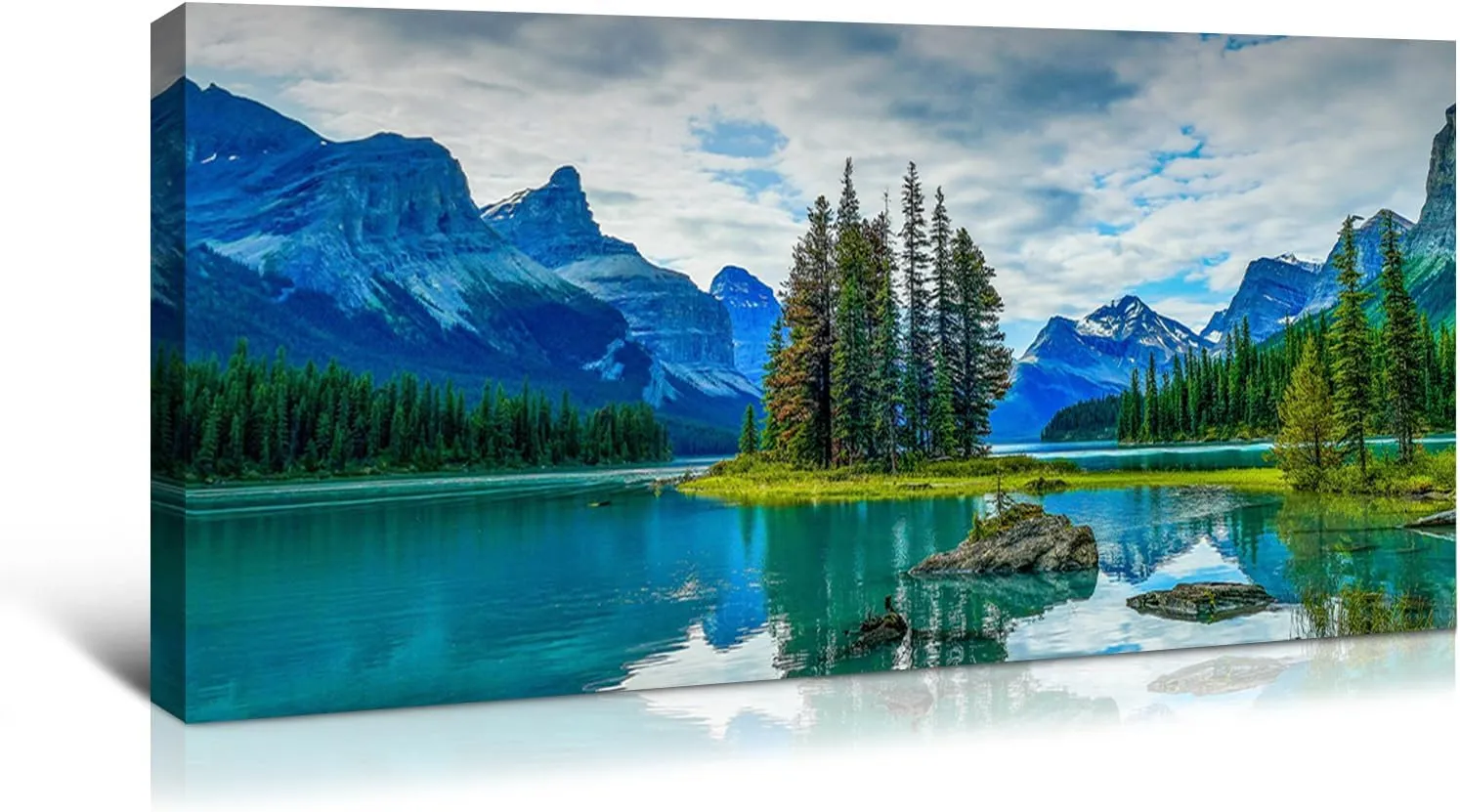 Wewejia Canvas Wall Art Nature Landscape Paintings Turquoise Lakes and Mountains Pictures Canvas Prints Large Landscape Paintings Living Room Bedroom Home Office Wall Decor 40x20 Inch