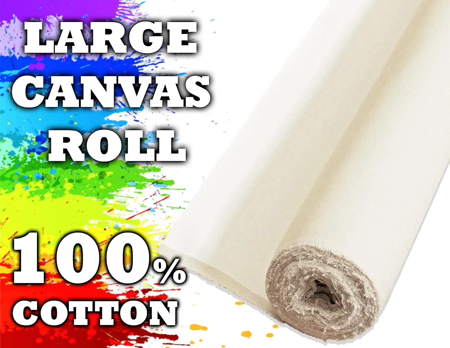 White 6 Yd Primed Canvas Roll 84" Wide 13oz, Triple Gessoed Cotton Canvas Roll for Painting Large Cotton Rolled Canvas for Painting,Quality Artist Canvas Roll,Duck Canvas Roll,Painters Canvas Roll