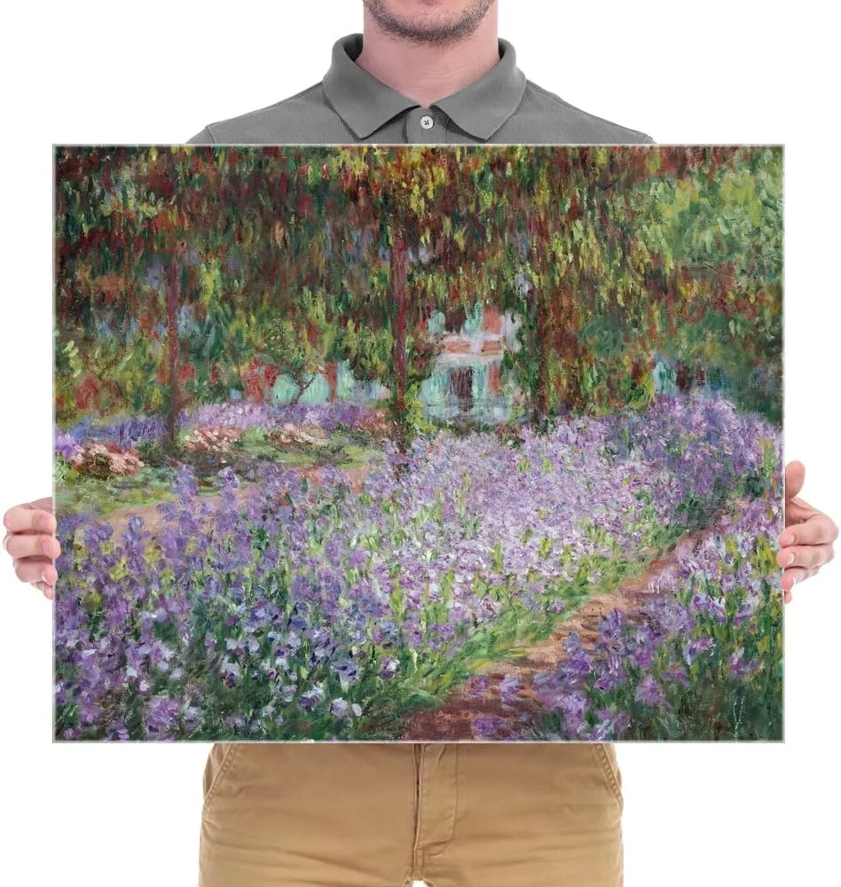 Wieco Art Canvas Print Wall Art Irises in Monet's Garden,1900 by Claude Monet Impressionism Art Print Picture Artwork for Living Room Bedroom Home Kitchen Decorations