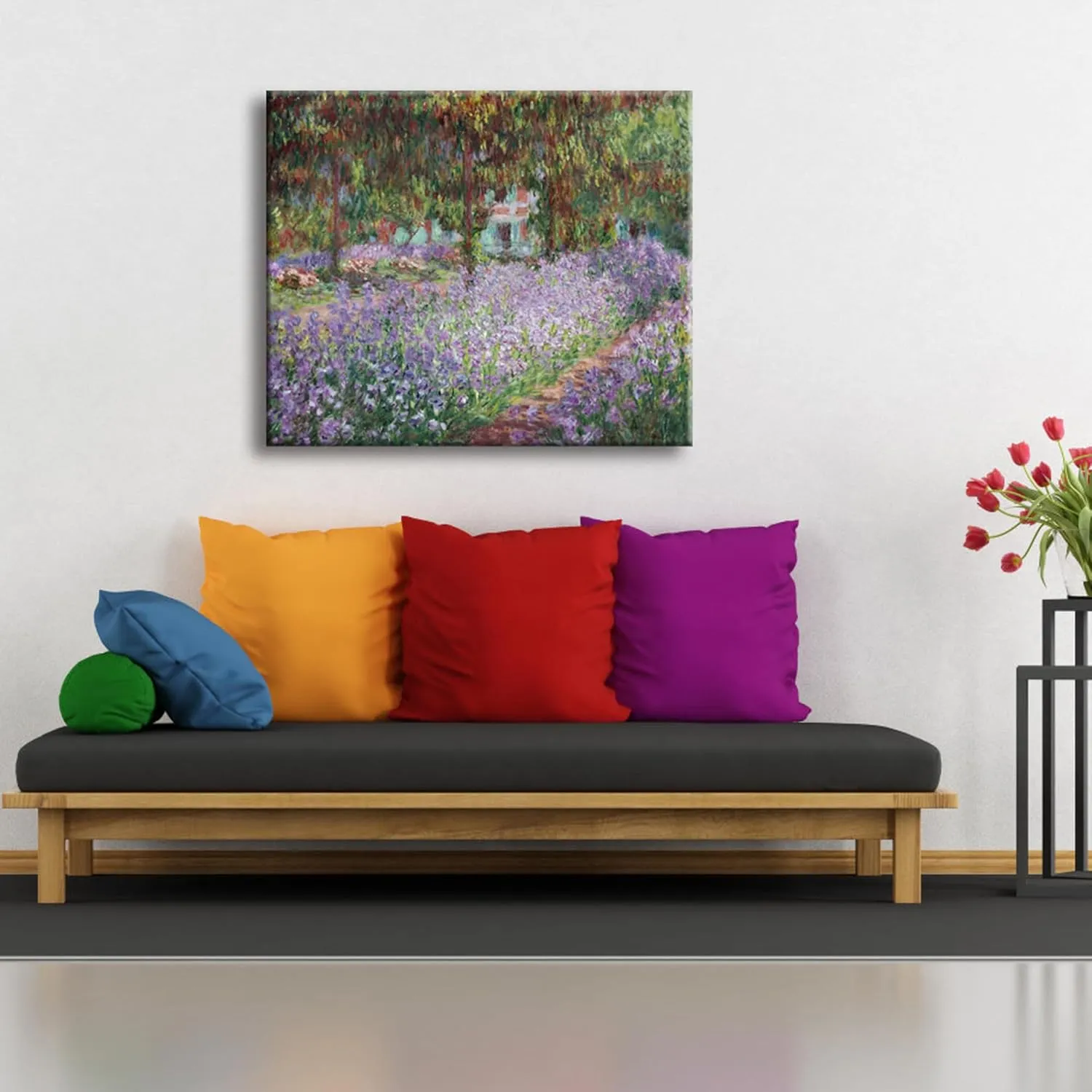Wieco Art Canvas Print Wall Art Irises in Monet's Garden,1900 by Claude Monet Impressionism Art Print Picture Artwork for Living Room Bedroom Home Kitchen Decorations