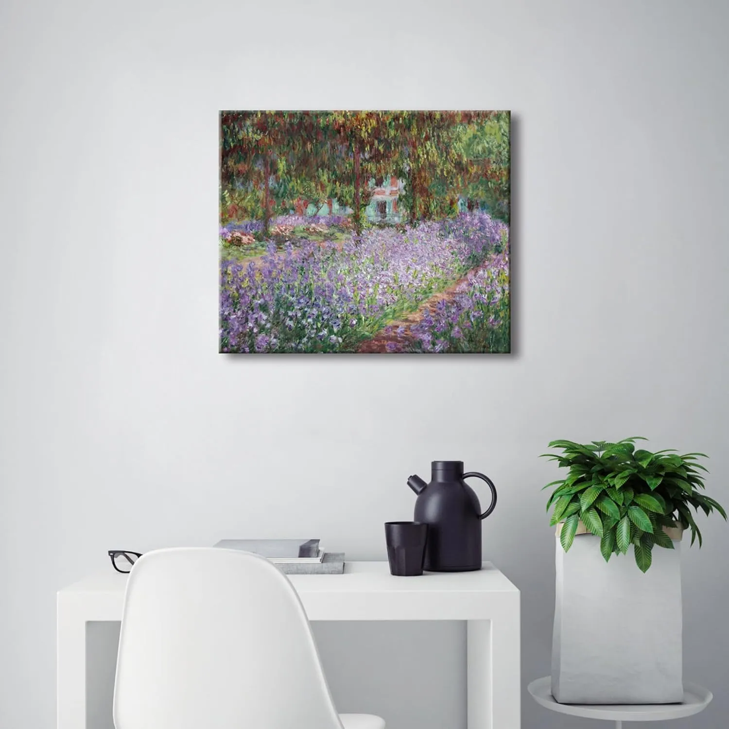 Wieco Art Canvas Print Wall Art Irises in Monet's Garden,1900 by Claude Monet Impressionism Art Print Picture Artwork for Living Room Bedroom Home Kitchen Decorations