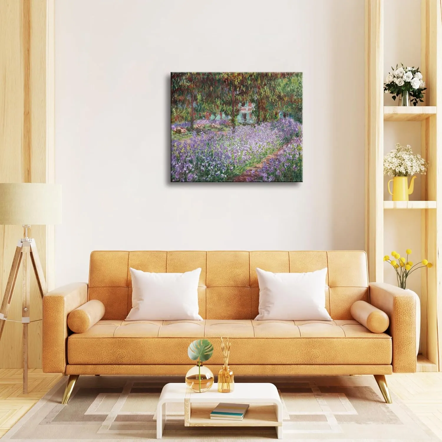 Wieco Art Canvas Print Wall Art Irises in Monet's Garden,1900 by Claude Monet Impressionism Art Print Picture Artwork for Living Room Bedroom Home Kitchen Decorations